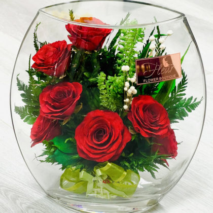 Best Valentines Special - Preserved Forever Roses in Glass Vase